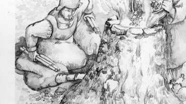 Proposition de restitution du four selon l’exemple de Melle (c) Mines d'argent des Rois Francs